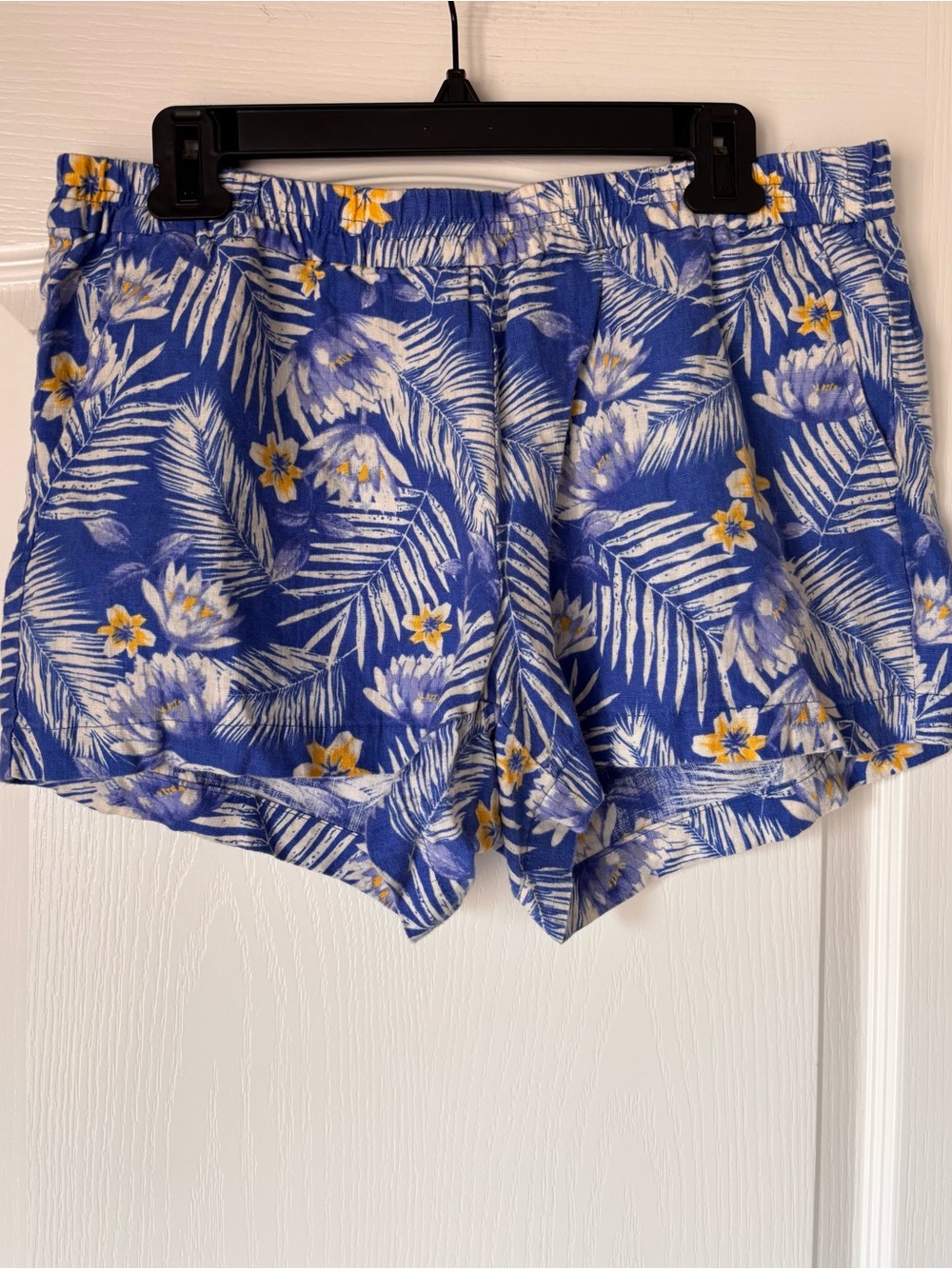 KUT From The Kloth Tropical Linen Shorts Size 10 Blue Palm